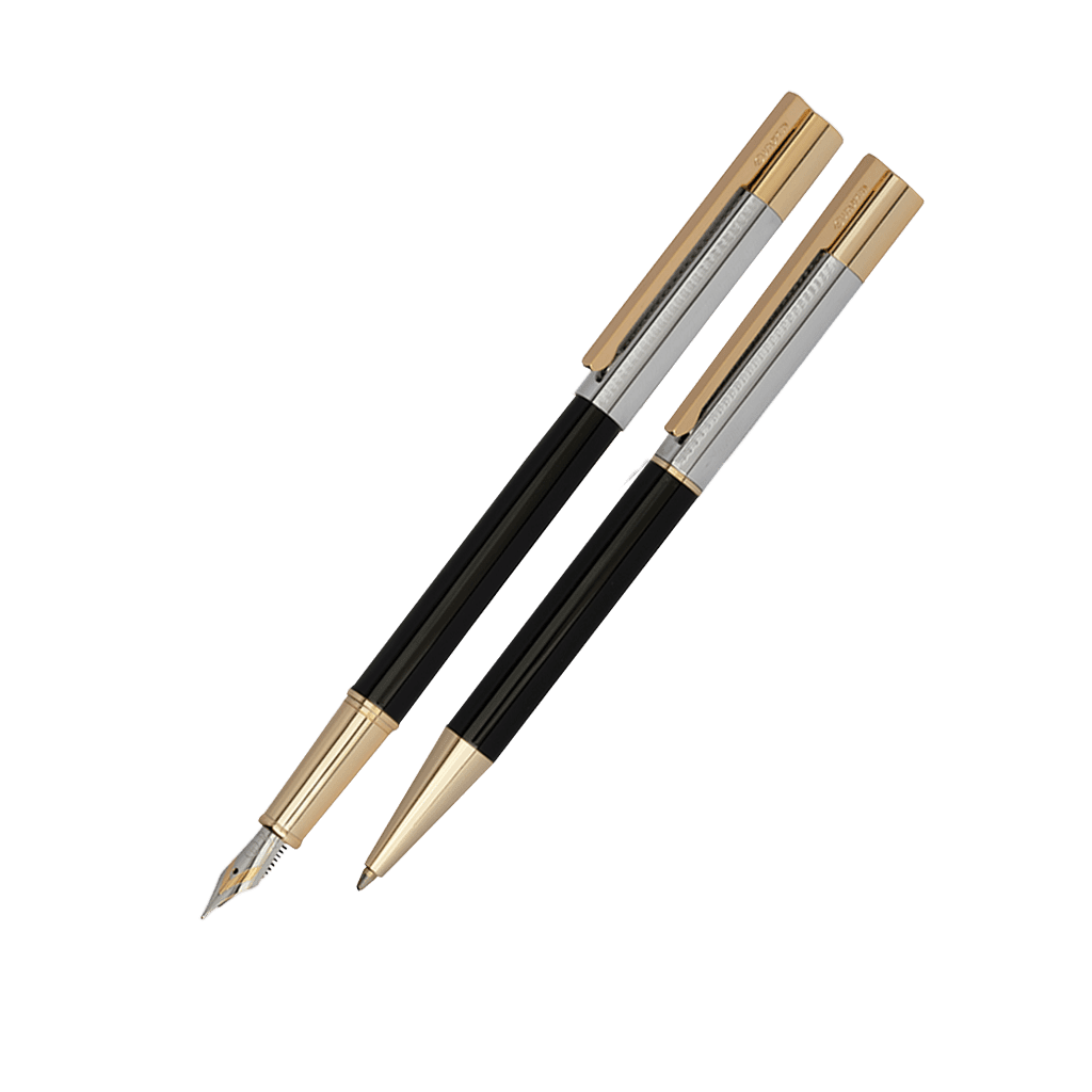 ست دوتایی خودنویس و خودکار یوروپن flash نیمه کروم مشکی