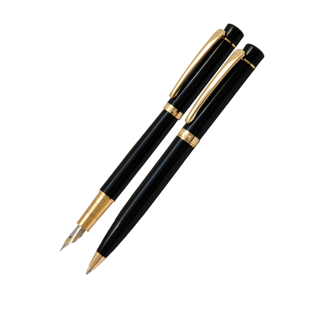 جفتی خودنویس و خودکار Europen Ring مشکی لاکی