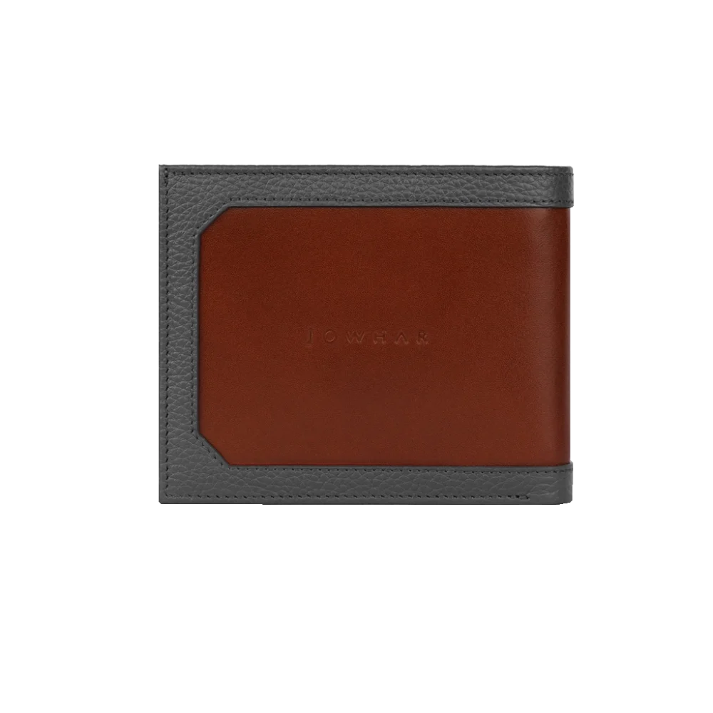 کیف پول چرمی Jowhar Frame Pigment طوسی و قهوه ای