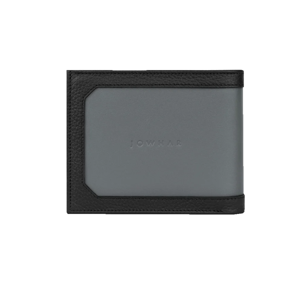 کیف پول چرمی Jowhar Frame Slate مشکی و طوسی