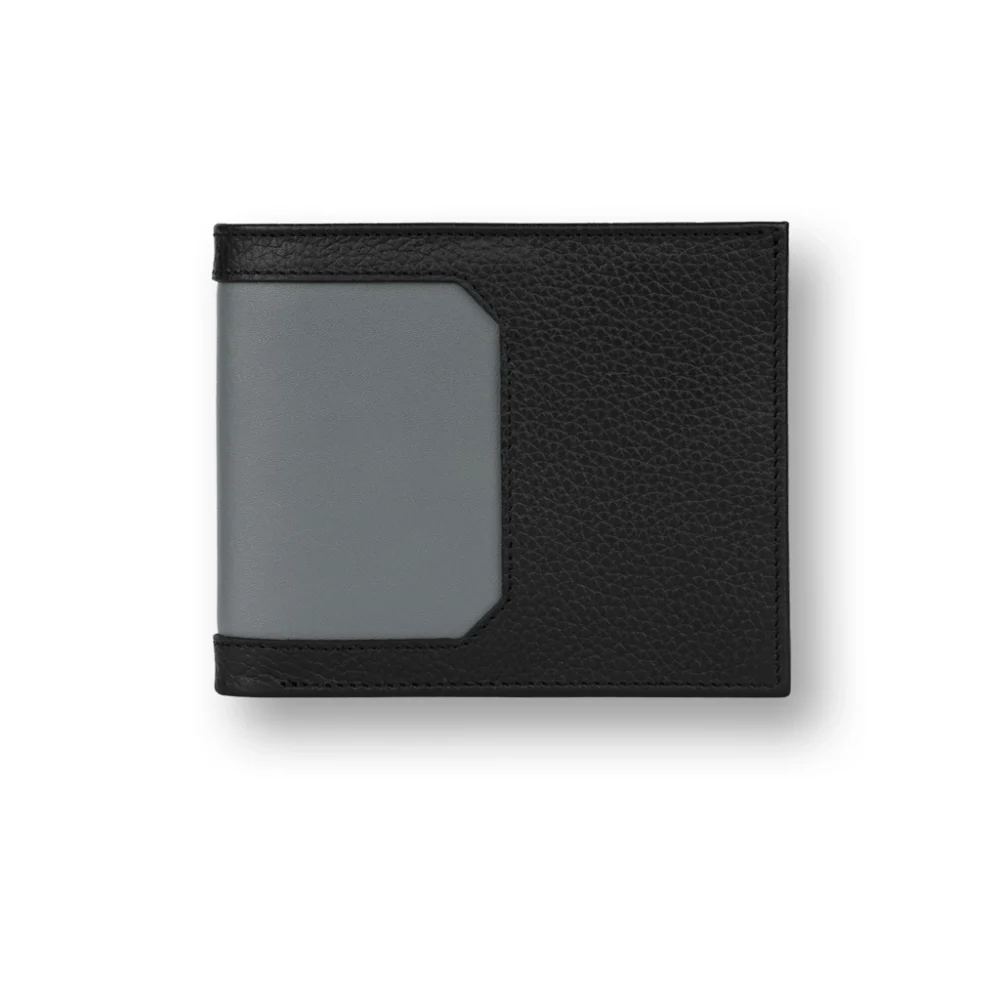 کیف پول چرمی Jowhar Frame Slate مشکی و طوسی back