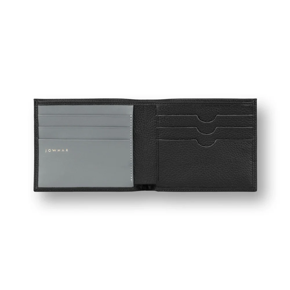 کیف پول چرمی جوهر Frame Slate مشکی و طوسی