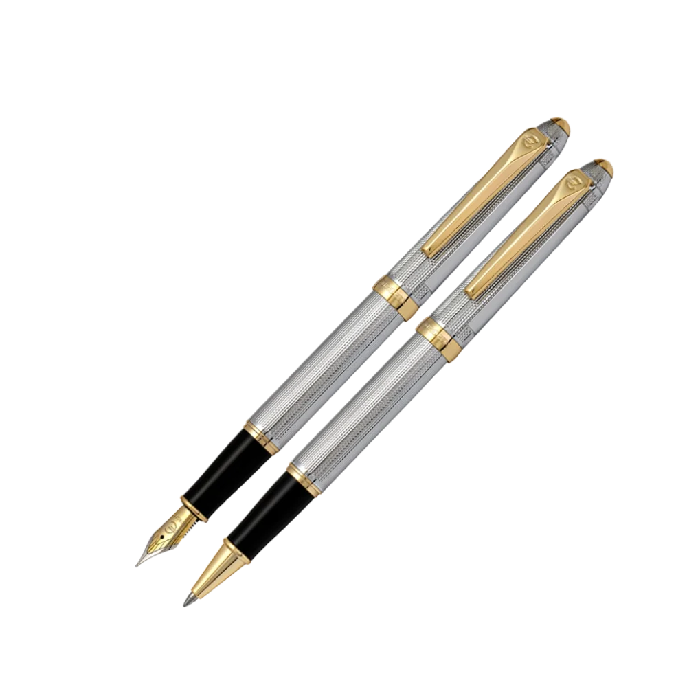 جفتی خودنویس و روان نویس Europen Deposit استیل گیره طلایی