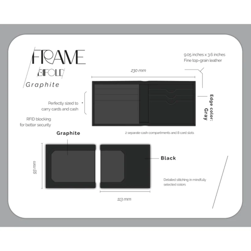 کیف پول چرمی Jowhar Frame Graphite مشکی details
