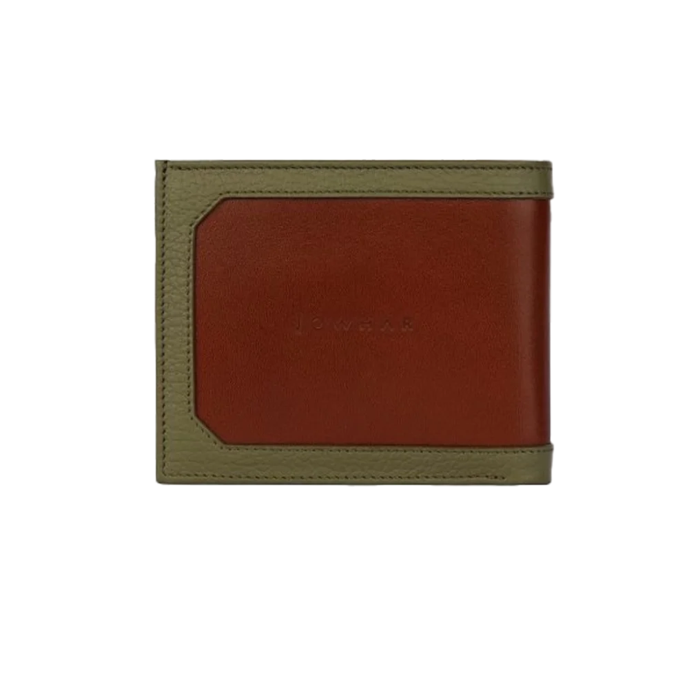 کیف پول چرمی Jowhar Frame Olive سبز و قهوه ای روشن