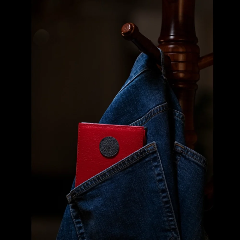 کیف چرمی جوهر RAW Night Red قرمز و خاکستری