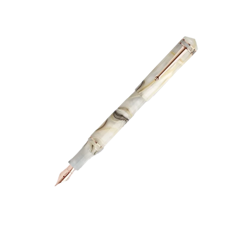 خودنویس Delta Write Balance سفید مرمری گیره و قطعات رزگلد