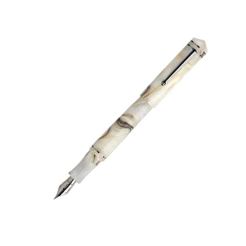 خودنویس Delta Write Balance گیره و قطعات روتینیوم سفید مرمری